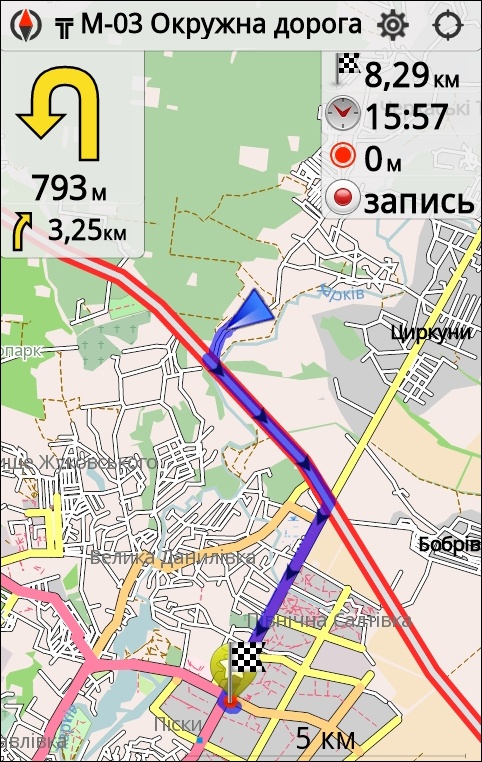 OsmAnd, экран, карта, навигация, пешеходный маршрут