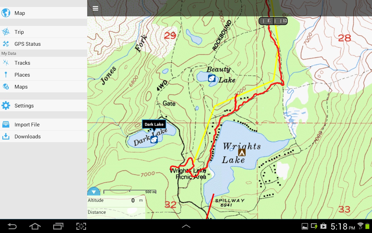 Gaia GPS, экран, топографическая карта, горы, поход