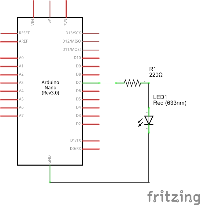 схема подключения светодиода к Arduino, резистор, провода