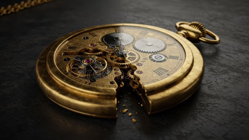 antique pocket watch, gold, intricate details