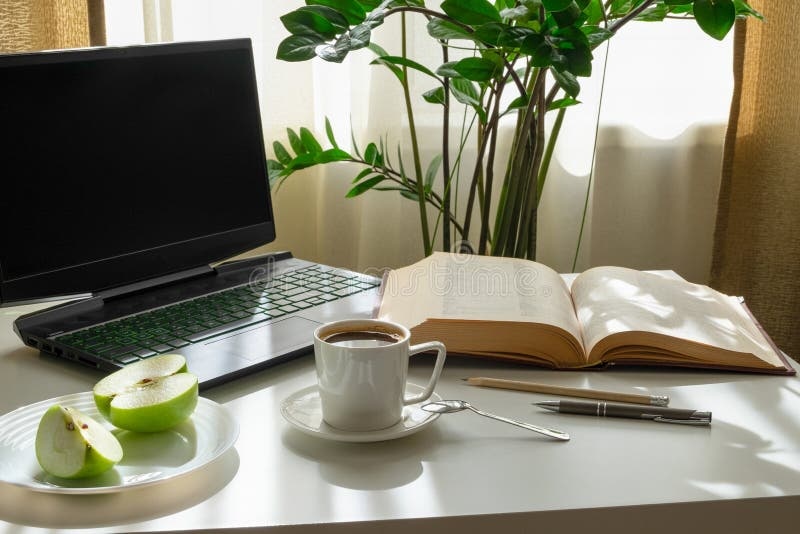 laptop, freelancer, coffee, workspace