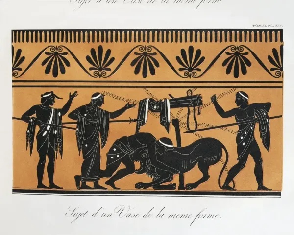 ancient greek vase,painting,mythology,hero