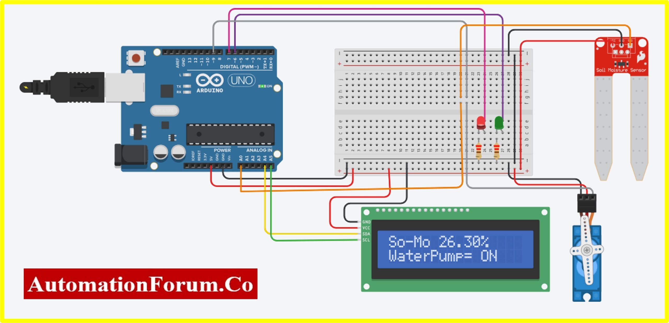Wiring diagram, Arduino, soil moisture sensor, DHT sensor, relay