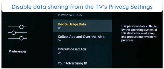 smart tv settings, app permissions, privacy settings