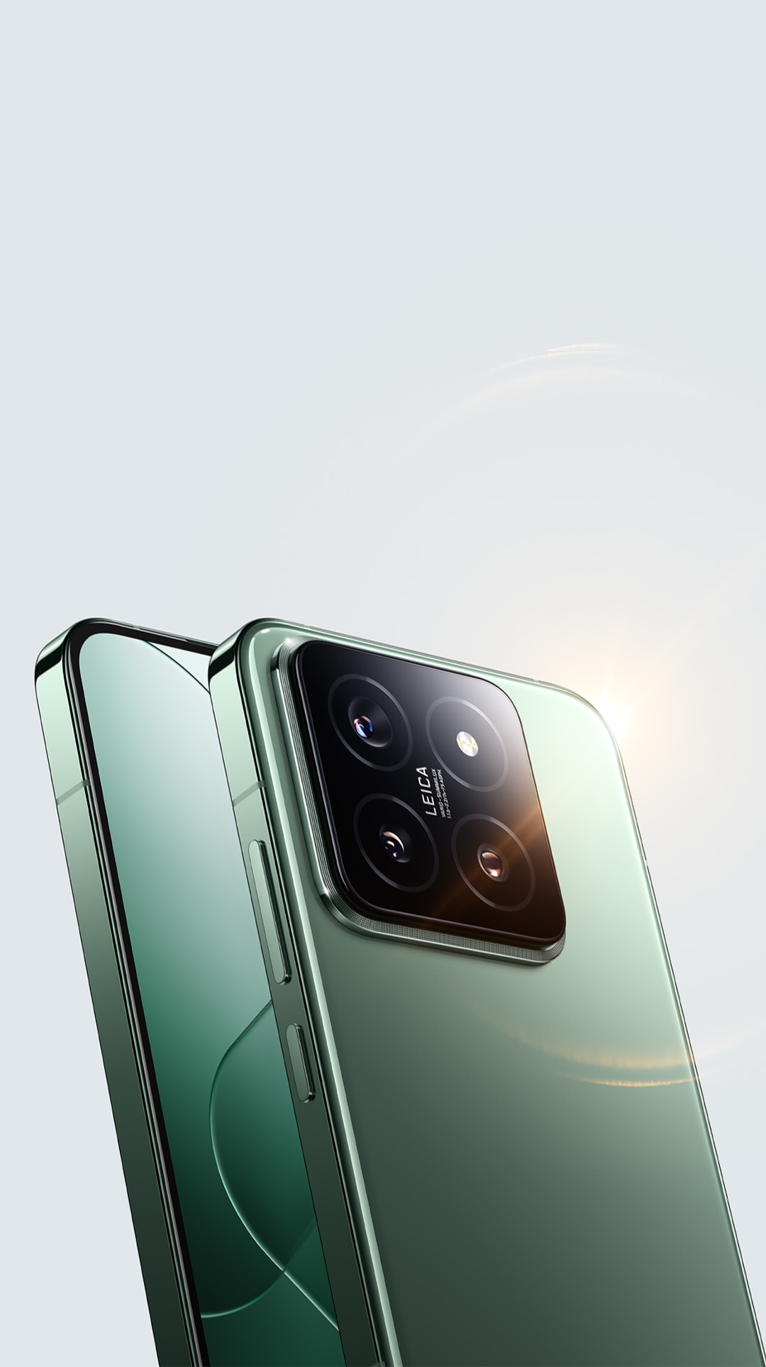 Xiaomi 14 Pro, silver, held in hand, showcasing Leica camera interface