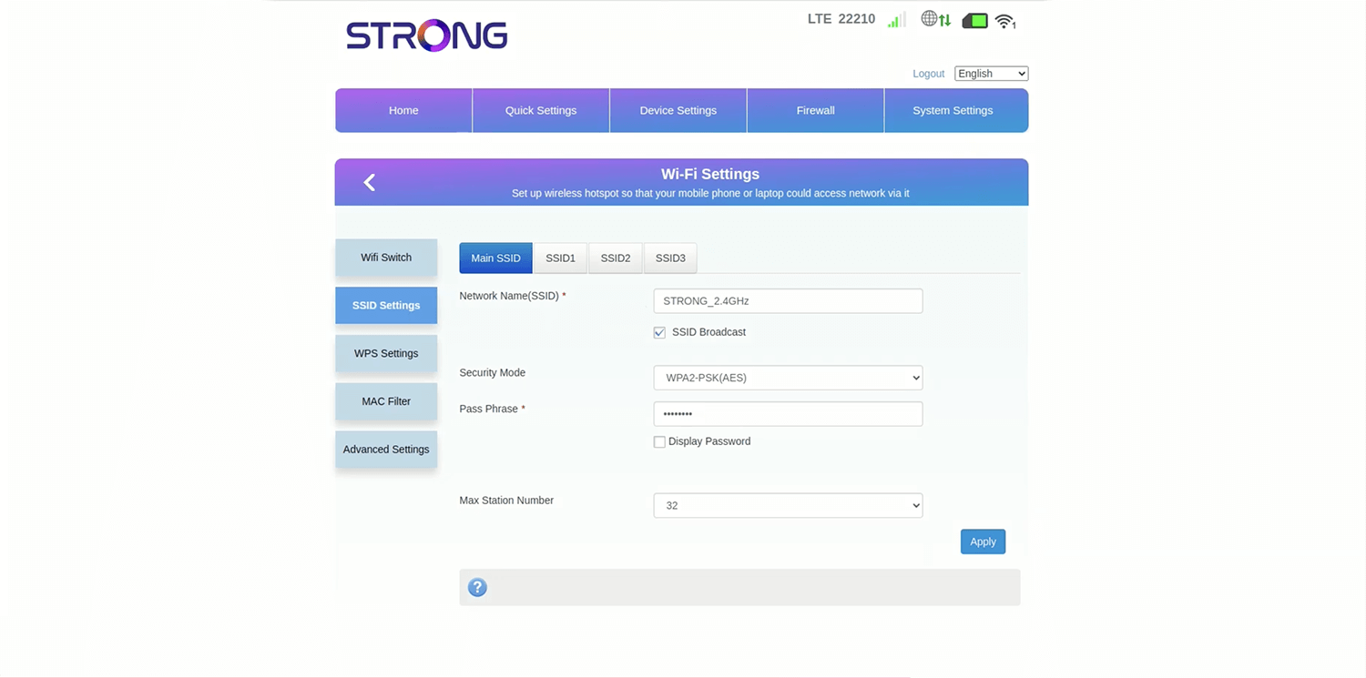 router,admin panel,lte settings,band selection