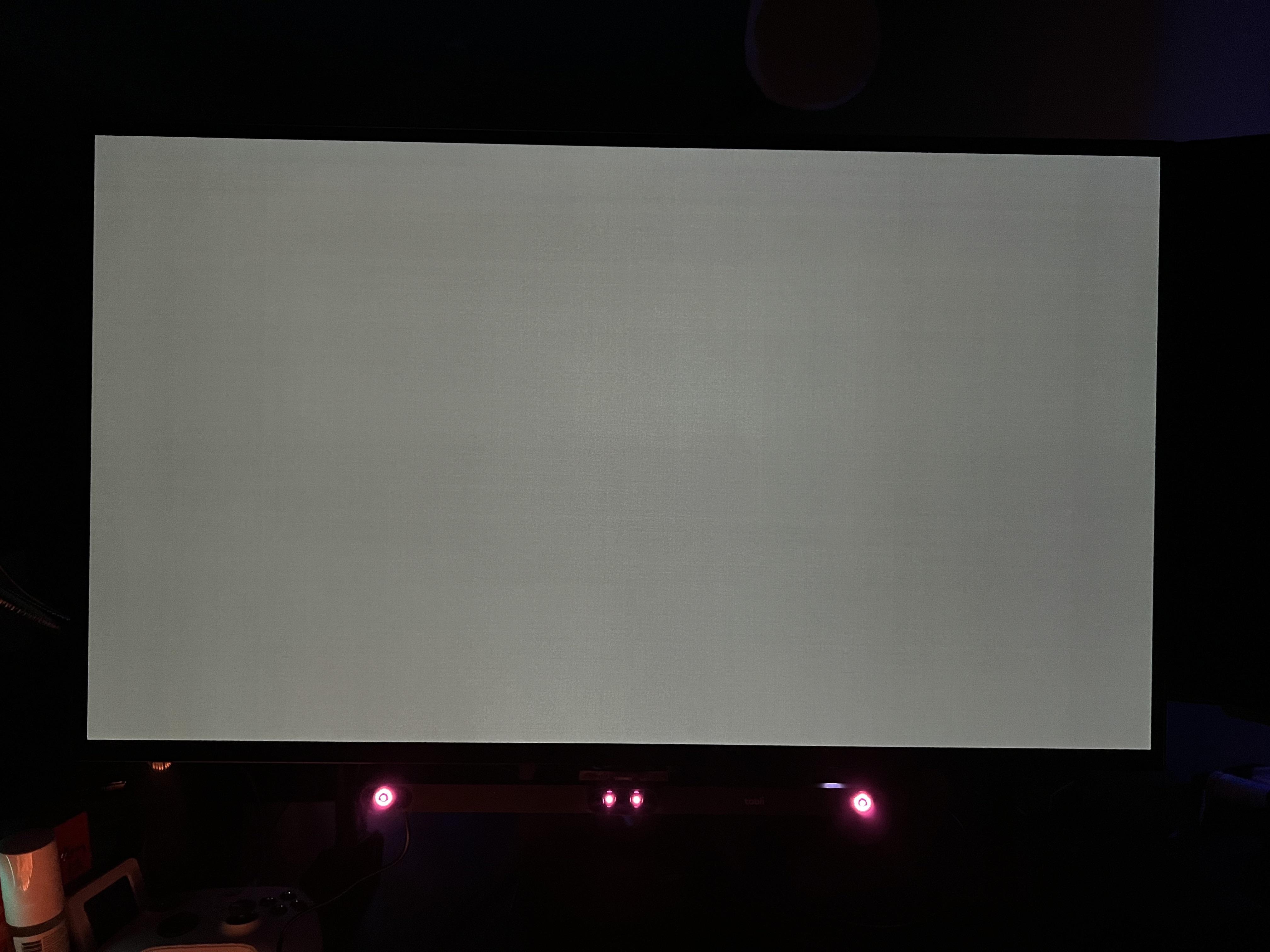 LCD screen with viewing angle distortion, colors shift, black becomes grey