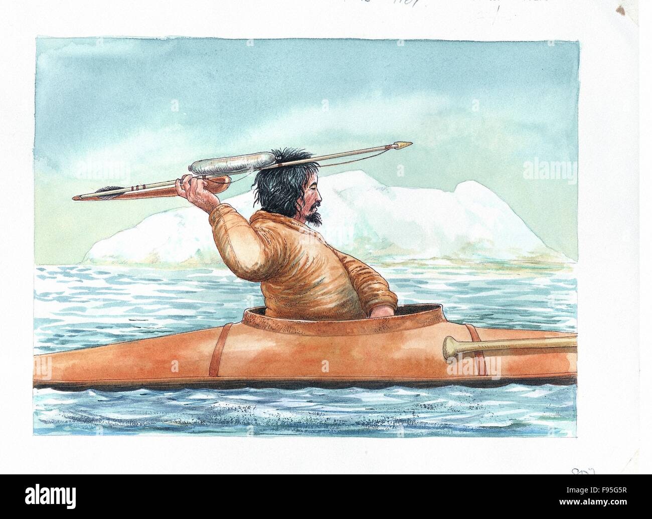inuit boat,umiak,arctic,harpoon,hunting