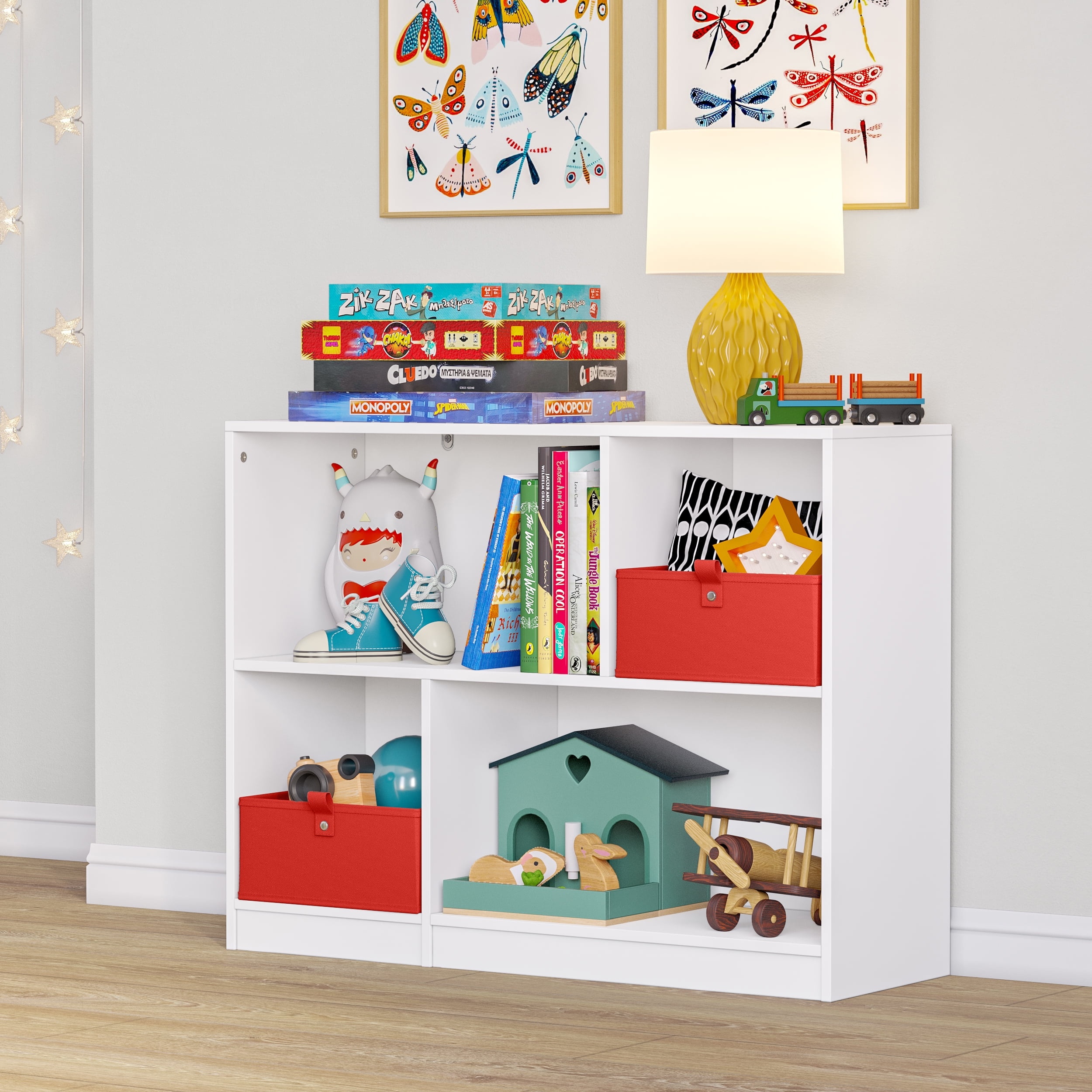 children,bedroom,organized,bookshelves