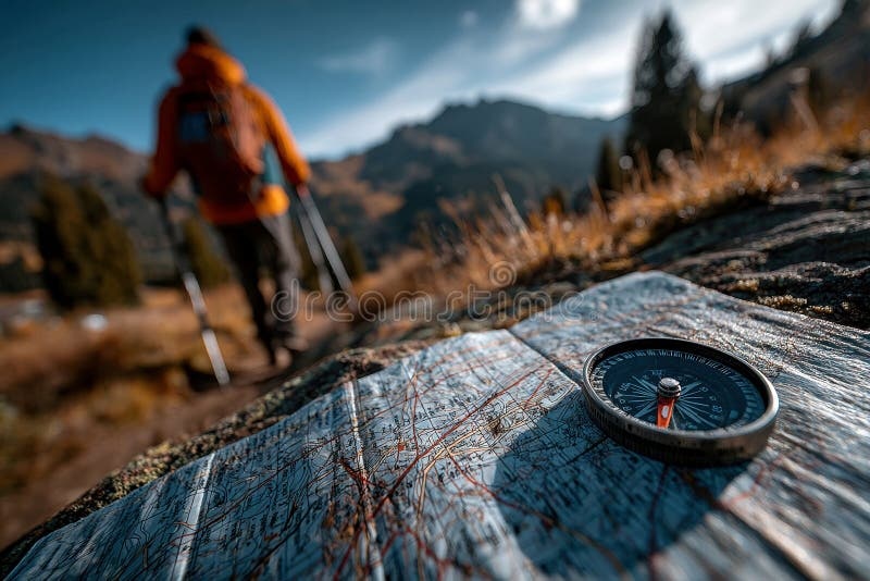 map,compass,backpack