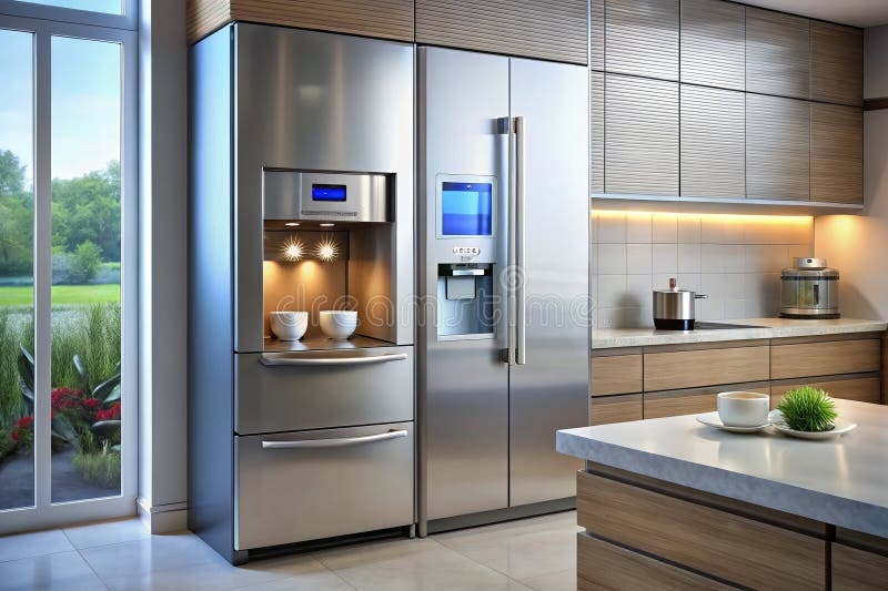 kitchen, smart fridge, modern design