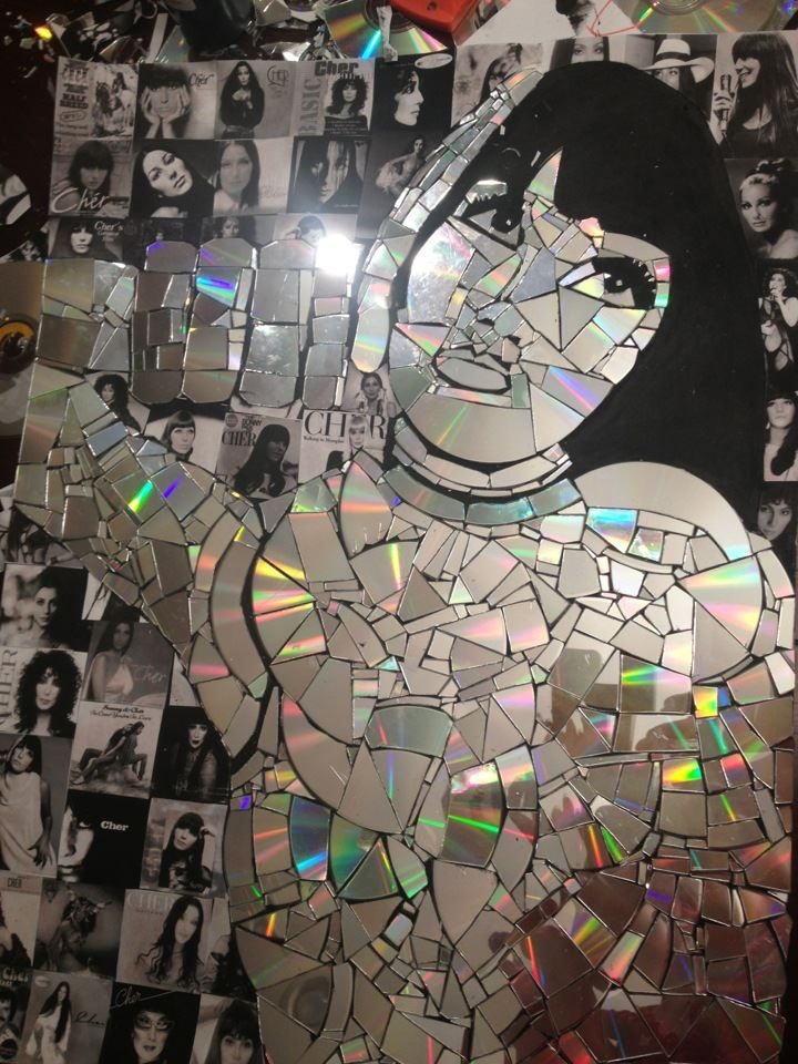 broken CDs, mosaic, texture, art