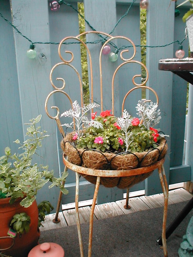old chair, repurposed, plant stand, indoor, decorative