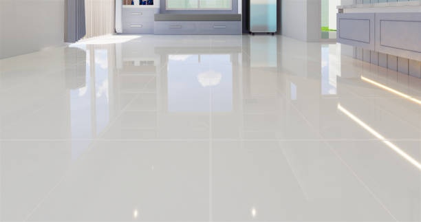 finished tile floor, clean, shiny, modern design