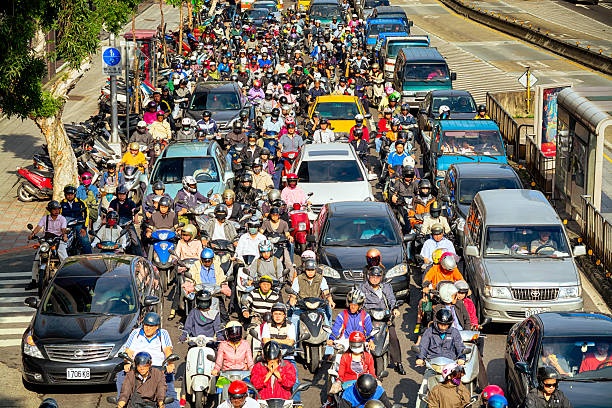 taxi,motorcycle,asian,city,traffic