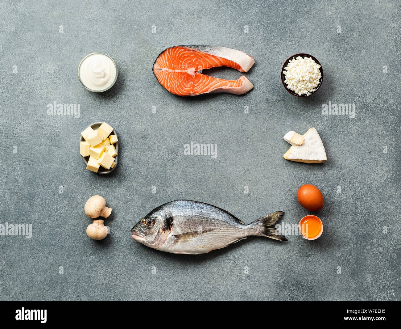 Food sources of vitamin D: fish, eggs, mushrooms