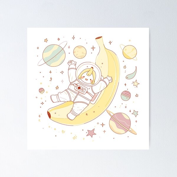 banana, astronaut, moon, dancing