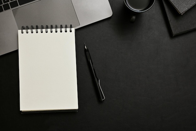 empty notebook, pen, computer screen, burnout
