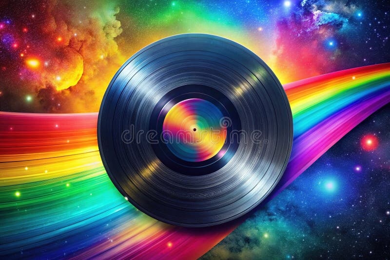 vinyl record cover, colorful, 1970s style, retro design