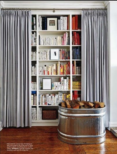 apartment zoning, bookshelf, curtain, different floor covering
