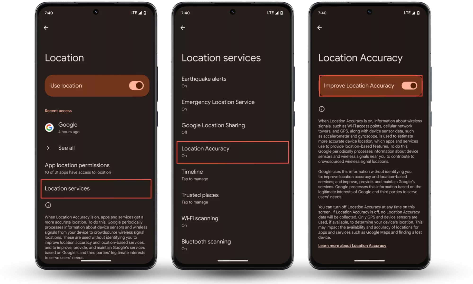 smartphone location permissions, settings, android, ios