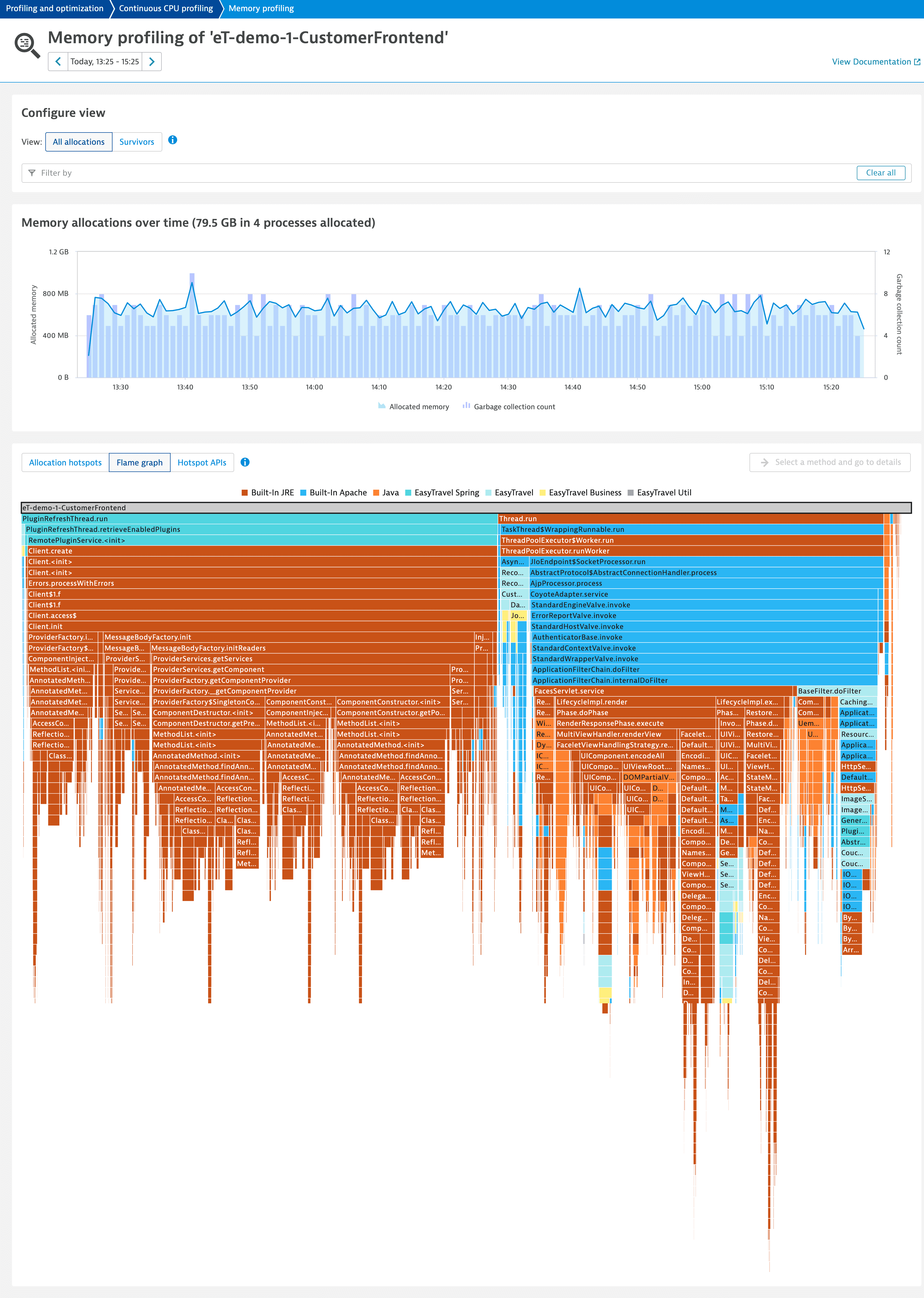 profiling graph showing memory allocation