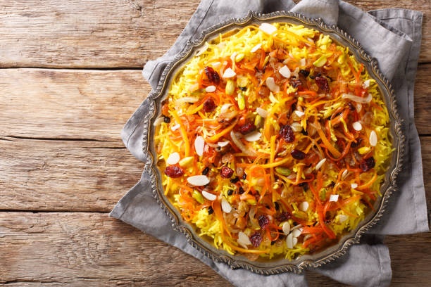 Persian food, rice, saffron, kebab