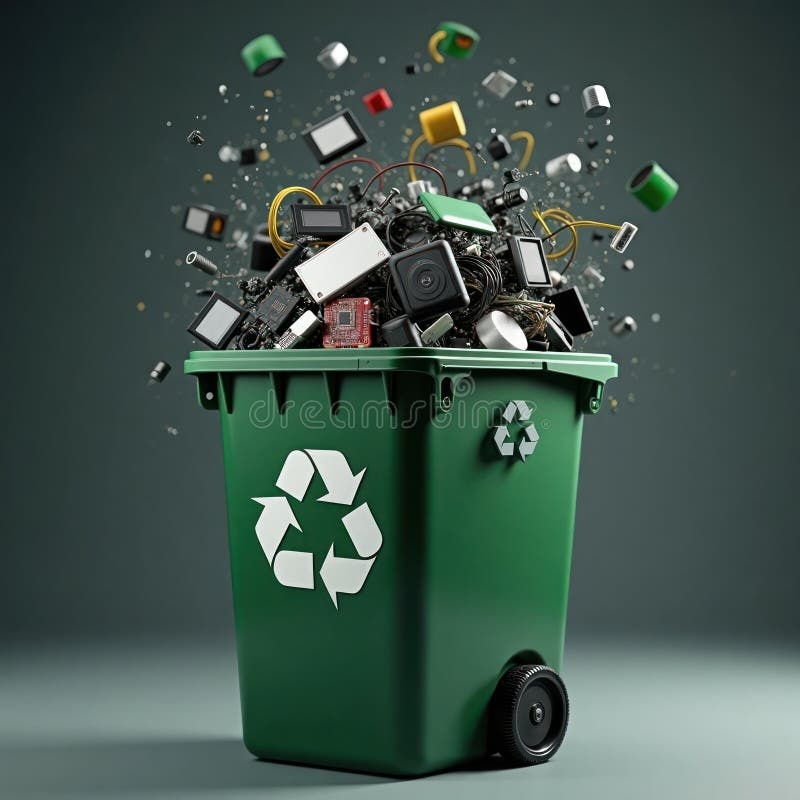 smartphone recycling bin, electronic waste, environmental protection