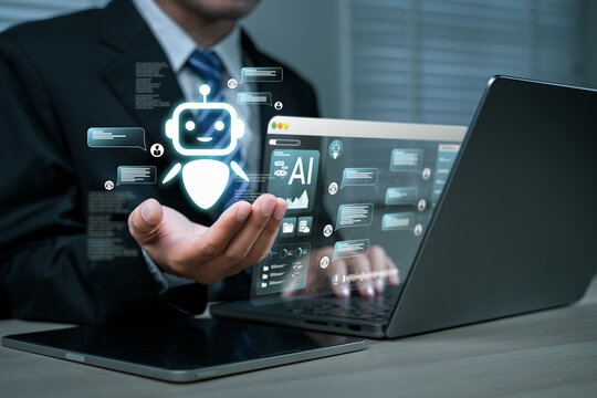 businessman,chatbot,customer service,computer screen