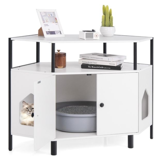 litterbox in a quiet corner of a room