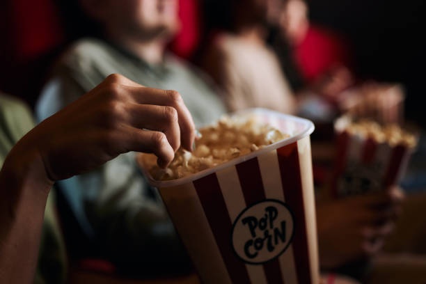 cinema, popcorn, audience, night
