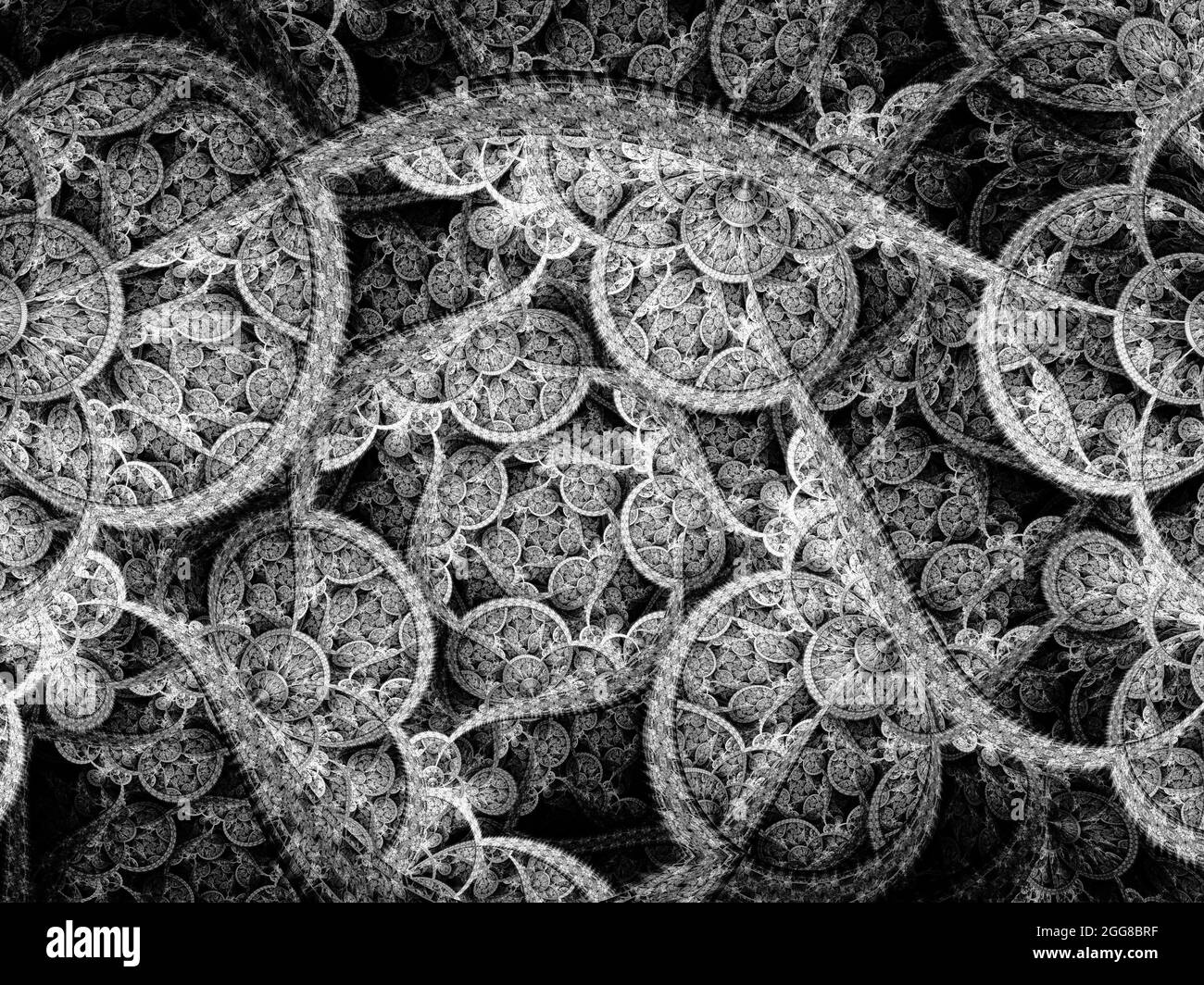 fractal, mathematical pattern, black and white, complex