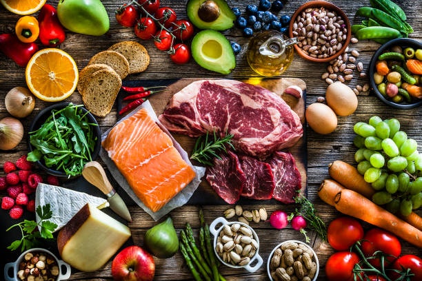 food photography, colorful vegetables, fresh ingredients, rustic