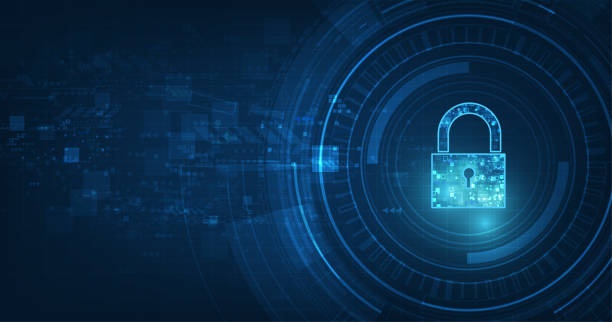 Cybersecurity, data protection, lock, digital network