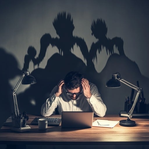 person,desk,laptop,stress,overwhelmed