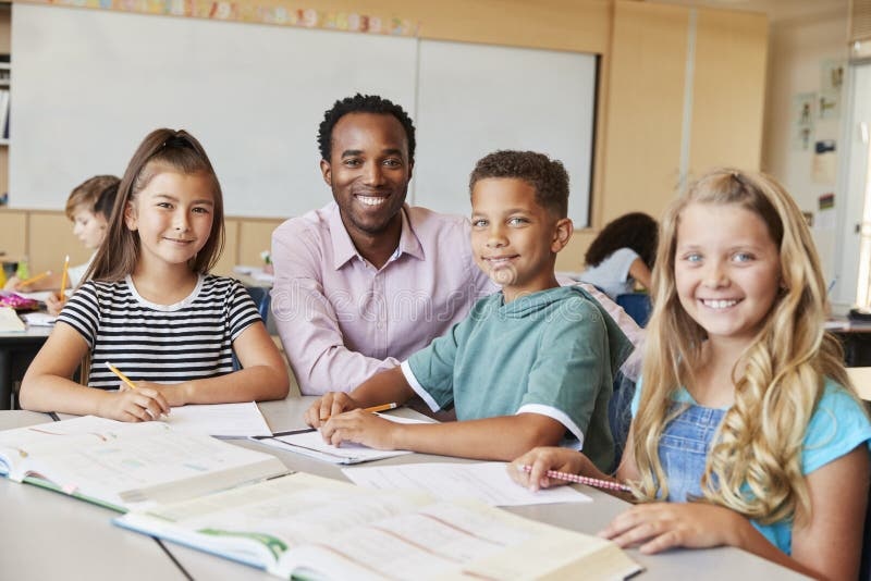 teacher, smiling, classroom, students