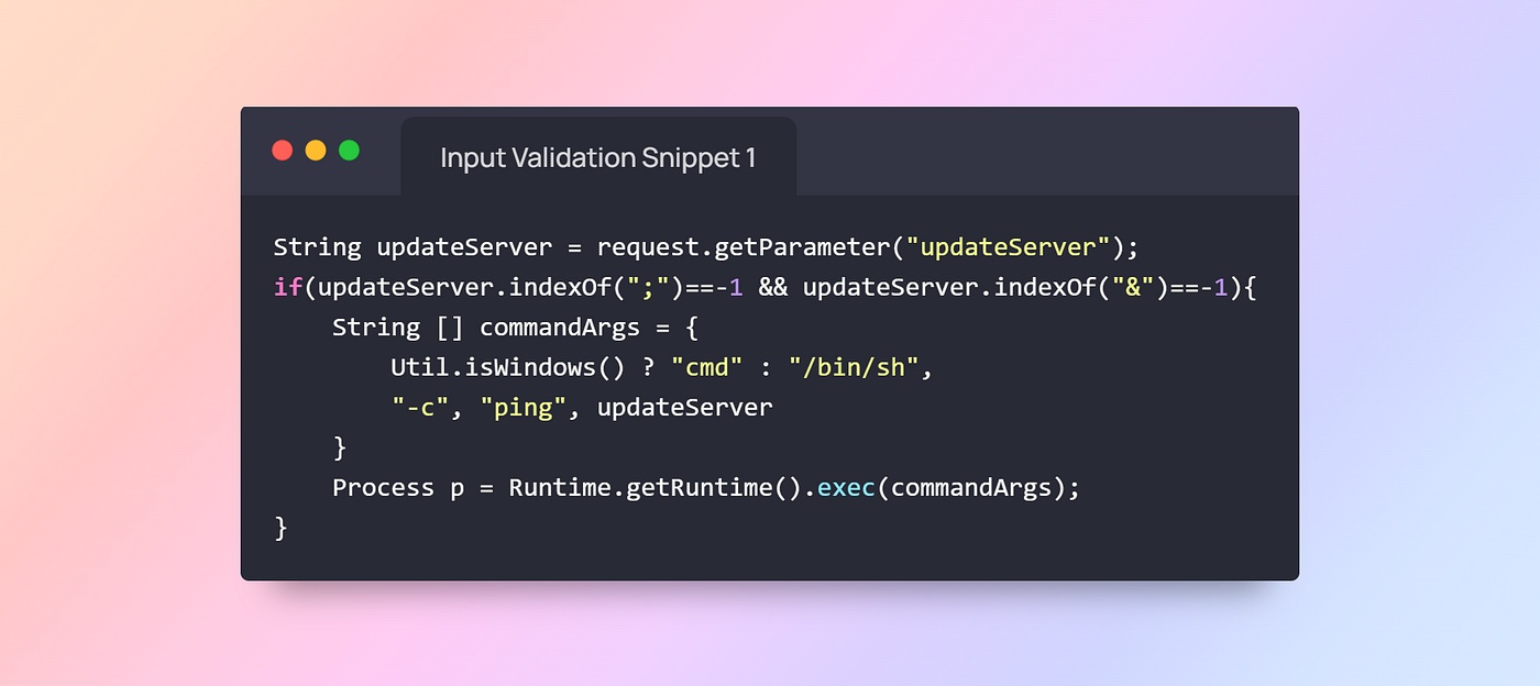 input validation example code snippet