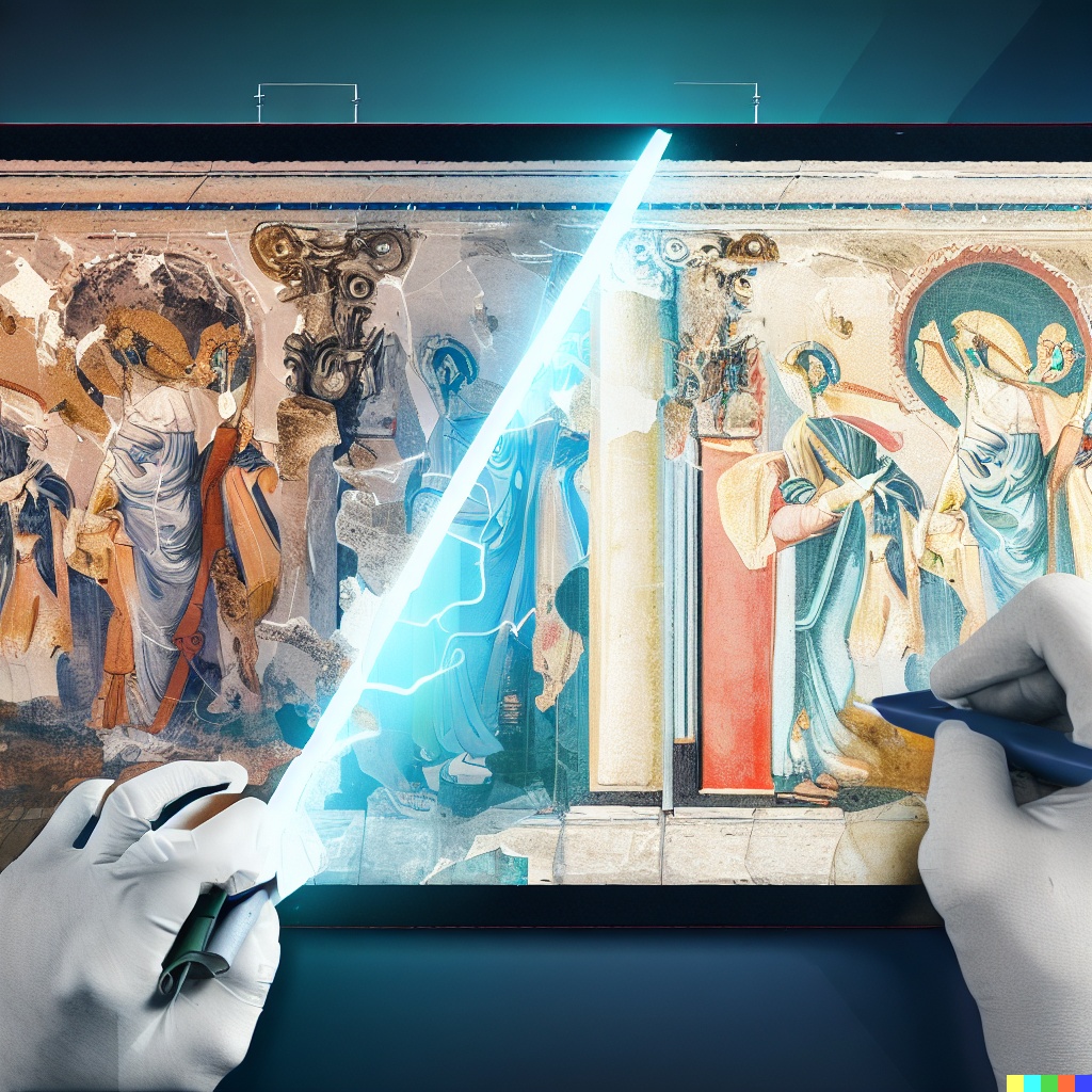 virtual museum, historical artifact, AI restoration