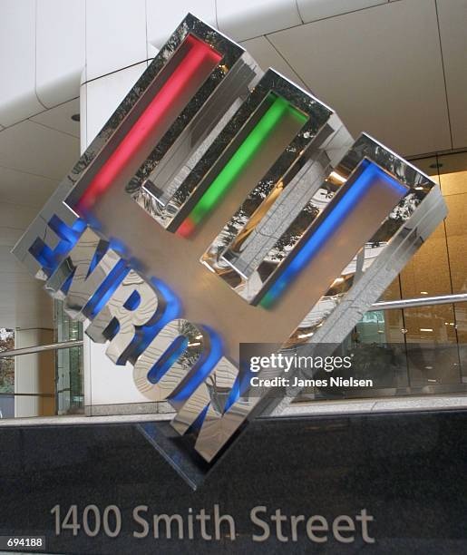 enron logo,old office building,financial crisis