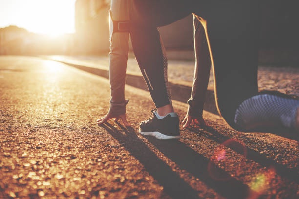 person,running,goal,sunset