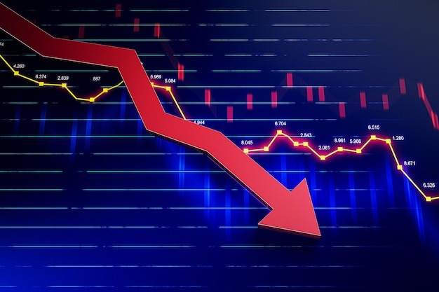 graph,downward trend,financial crisis,red color